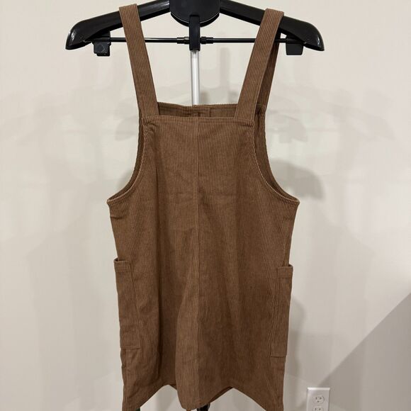 HALARA NWT Pocket Corduroy Mini Casual Jumper Dress Acorn Brown Size Small - Picture 4 of 7